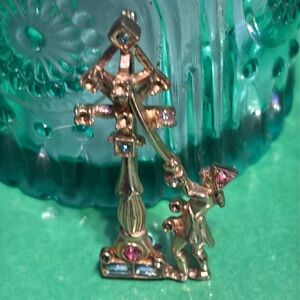 Vintage Coro Lamp Lighter rhinestone brooch “ collectors piece’